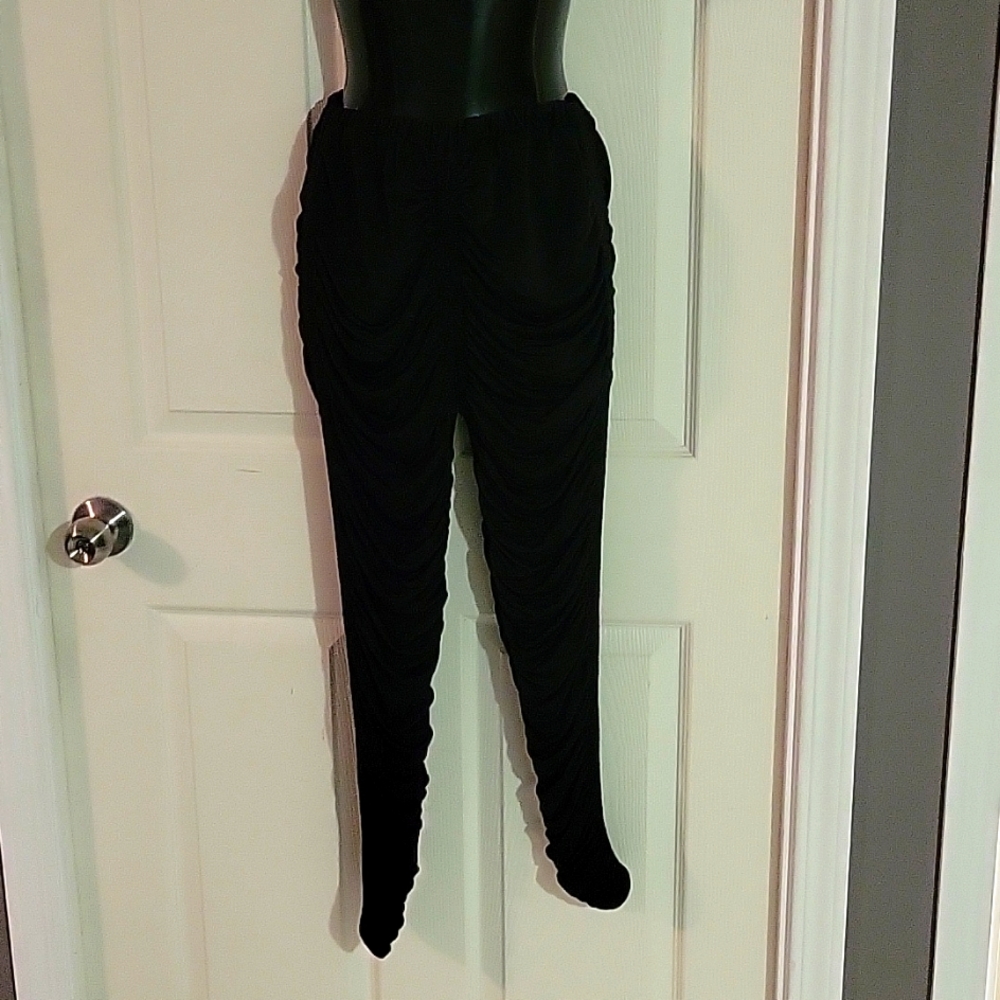 Ruched Stretchy Pants Black